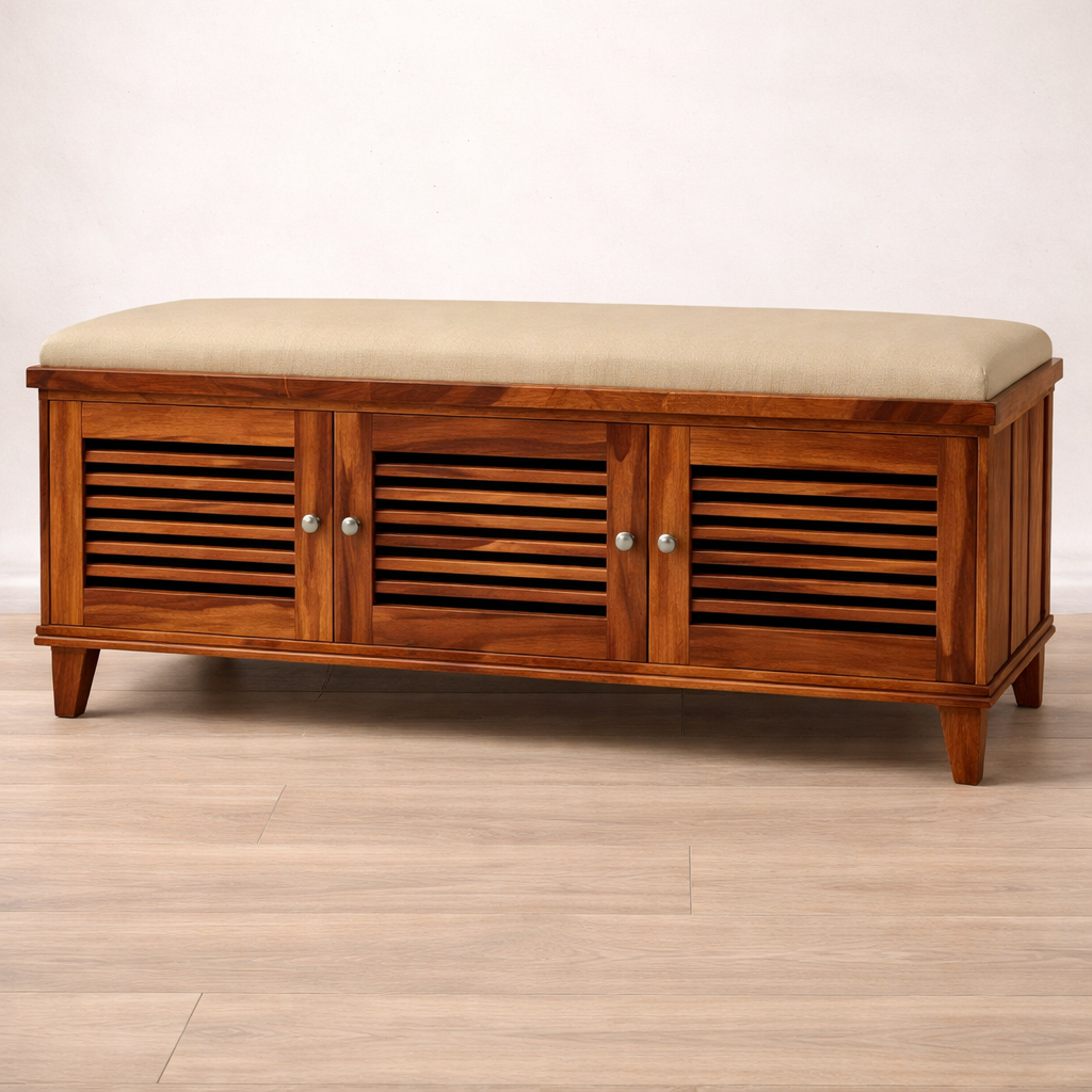 The Artisan Triple-Compartment Louvered Bench