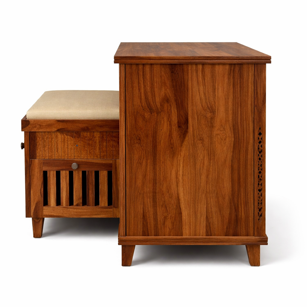 The Artisan Lattice-Front Storage & Bench Unit