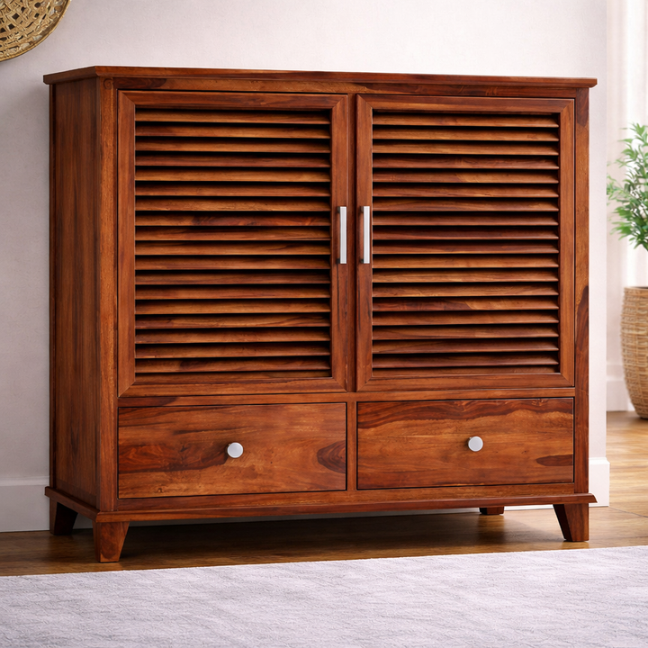 The Artisan Louvered-Door Storage Shoe rack