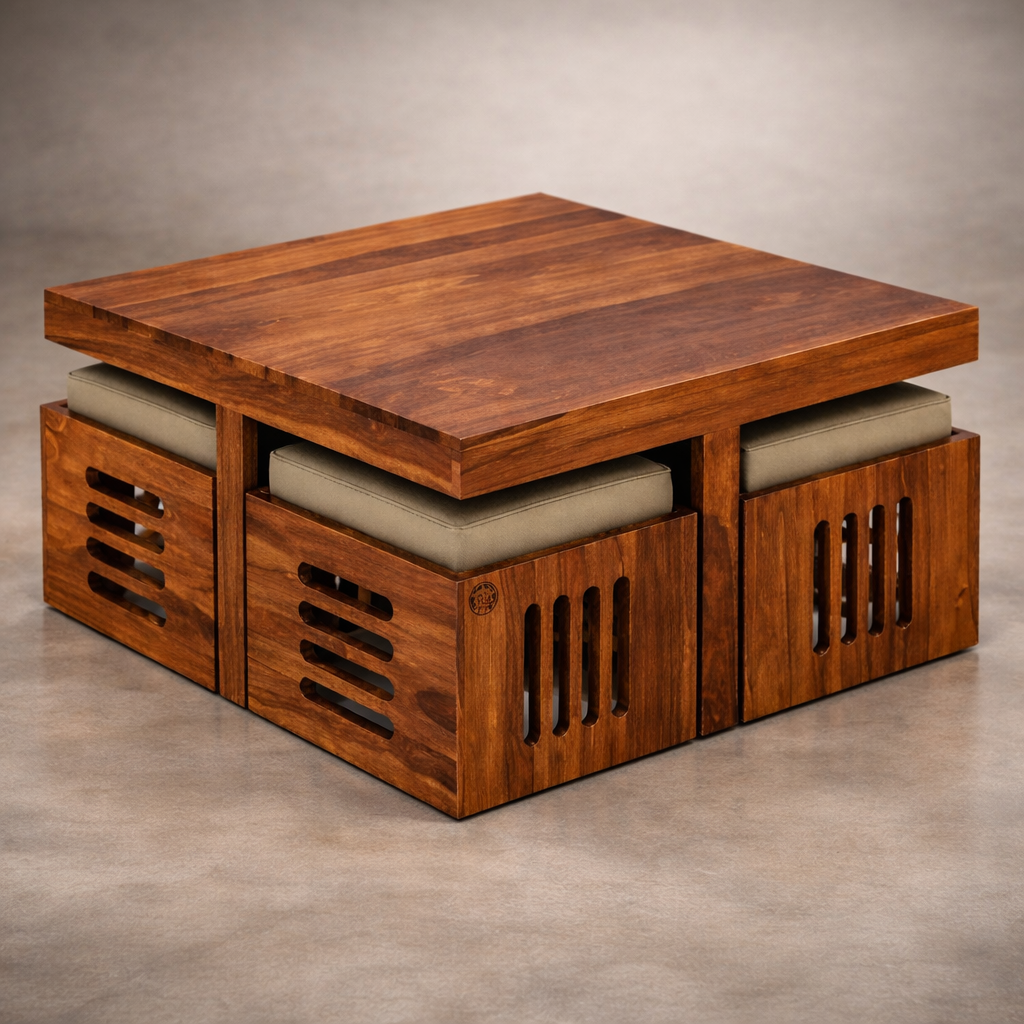 The Artisan Quad-Stool Nested Coffee Table