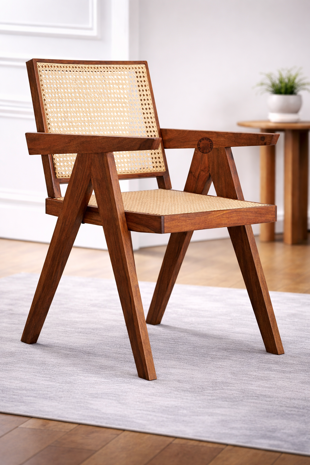 The Artisan Mid-Century Cane-Inlay Armchair
