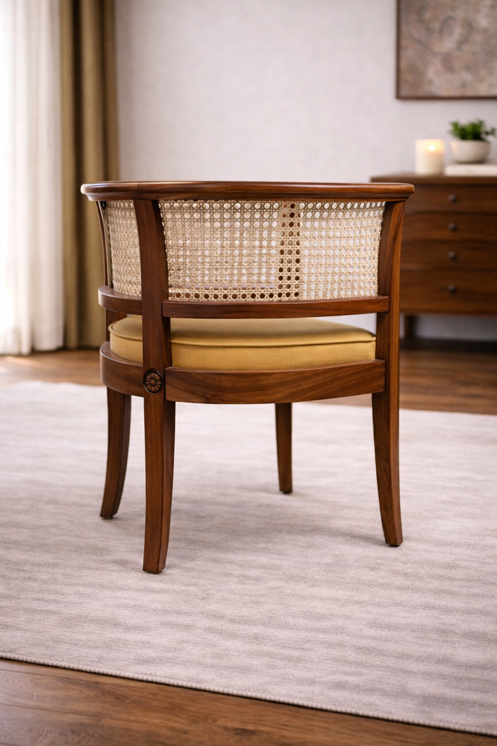 The Artisan Mid-Century Cane-Back Barrel Chair