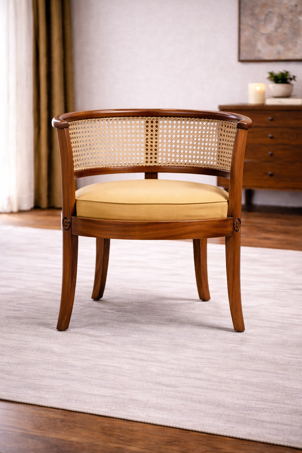 The Artisan Mid-Century Cane-Back Barrel Chair