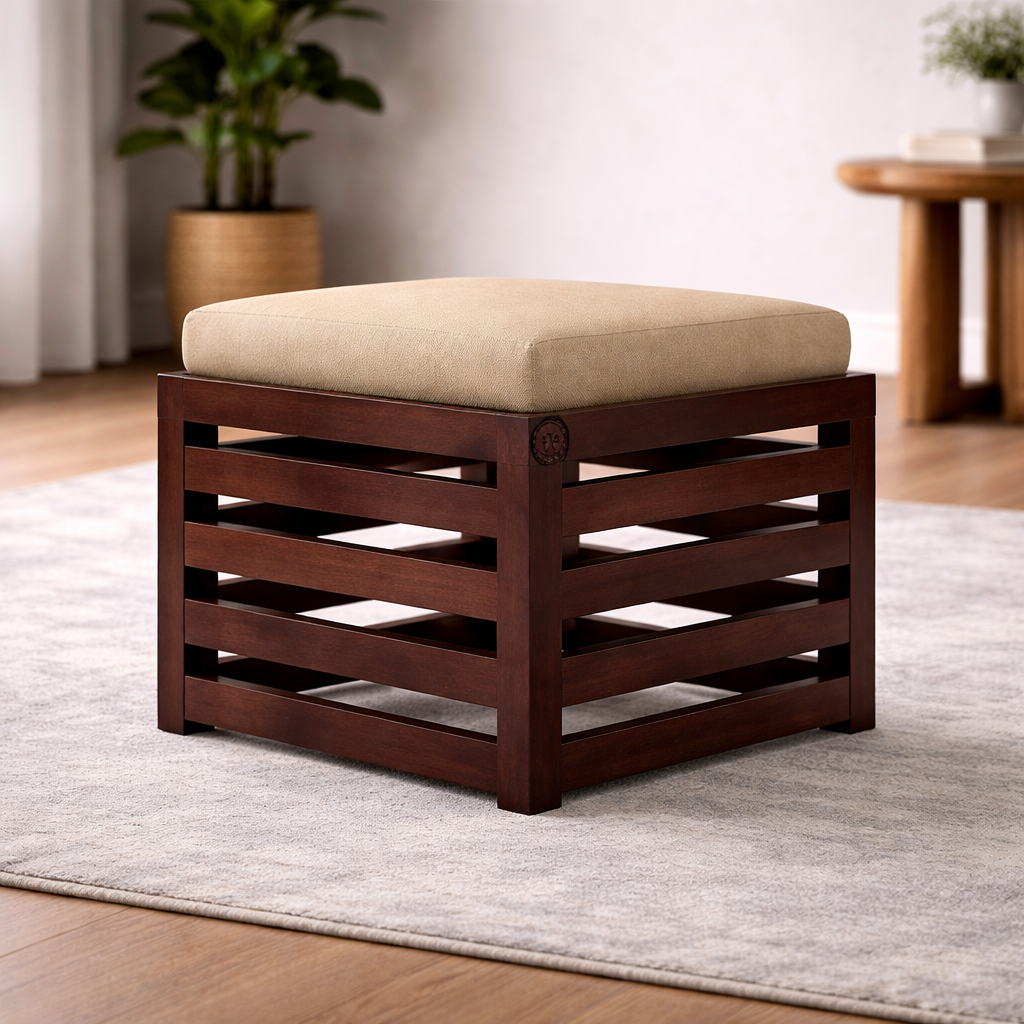 The Artisan Slatted Cube Stool