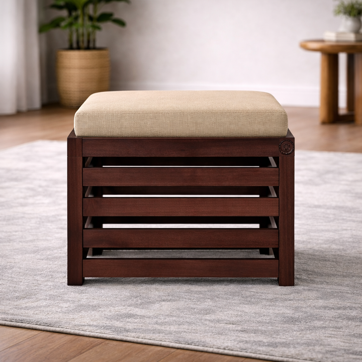 The Artisan Slatted Cube Stool