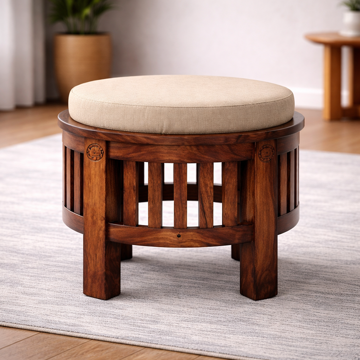 The Artisan Slatted Drum Stool