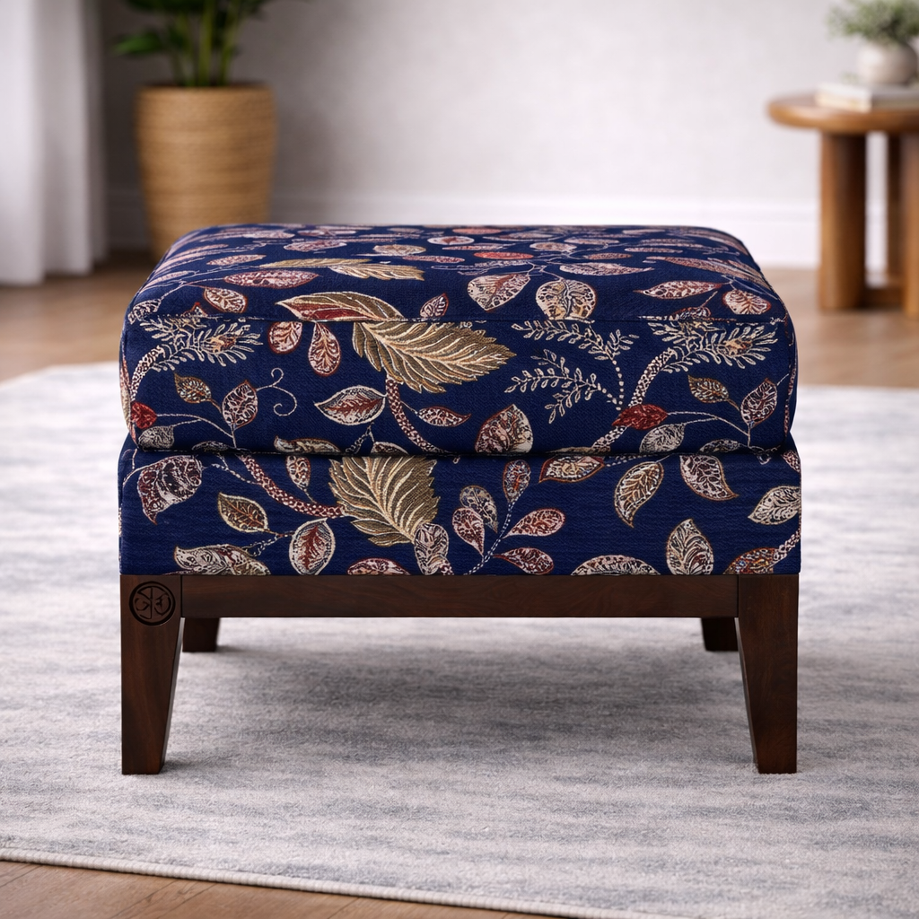 The Artisan Heritage Navy Botanical Ottoman