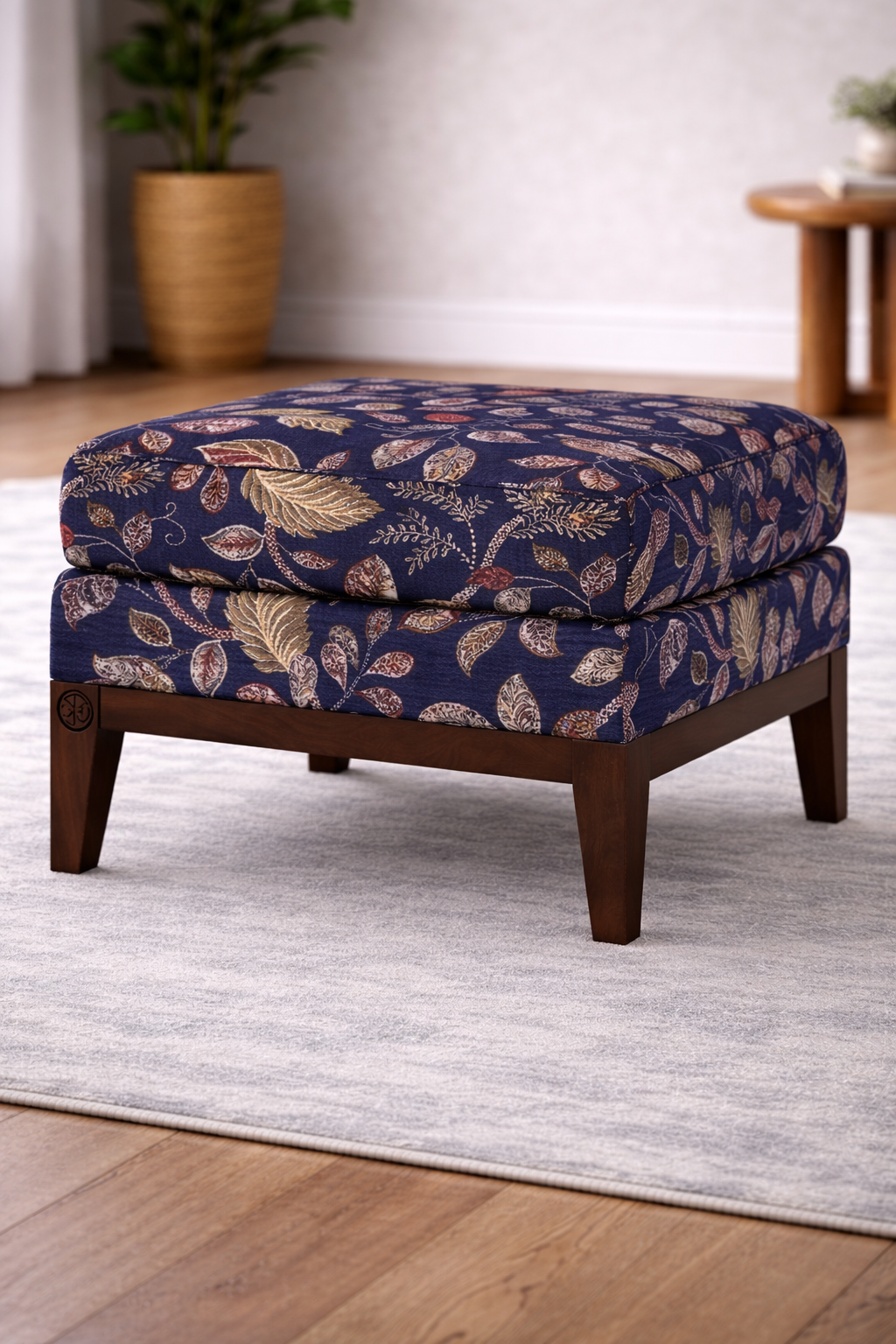 The Artisan Heritage Navy Botanical Ottoman