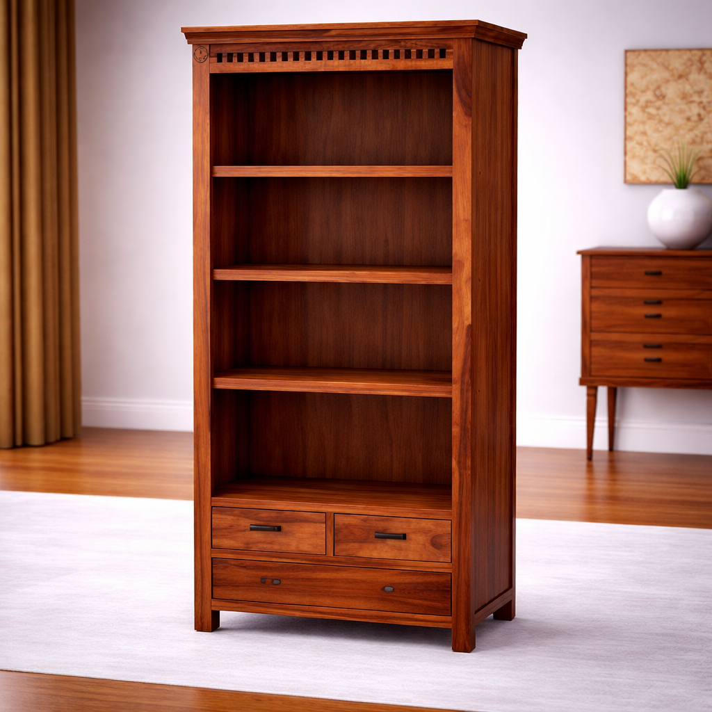 The Artisan Heritage Bookshelf with Slotted Crown & Base Drawers