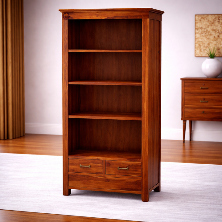 The Artisan Four-Tier Executive Bookshelf with Dual Base Drawers