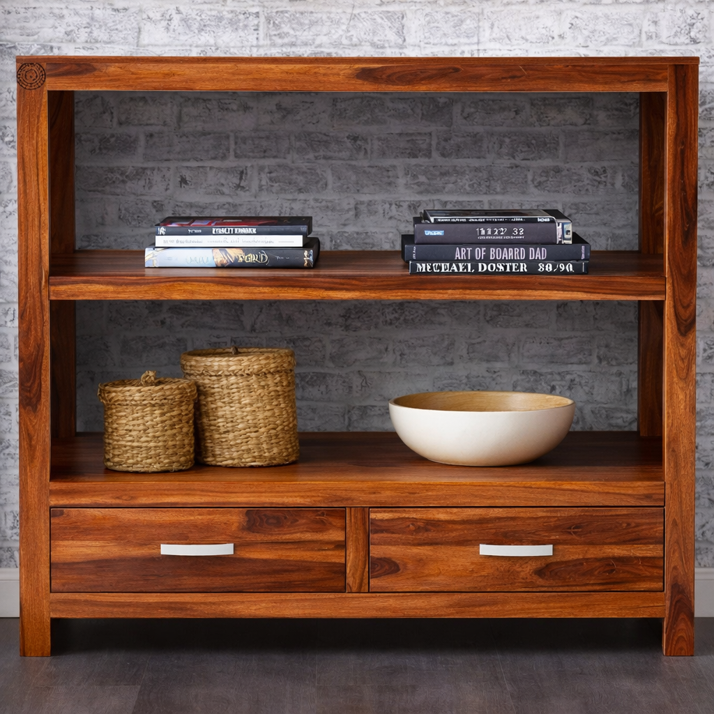 The Artisan Multi-Tier Console with Dual Base Drawers