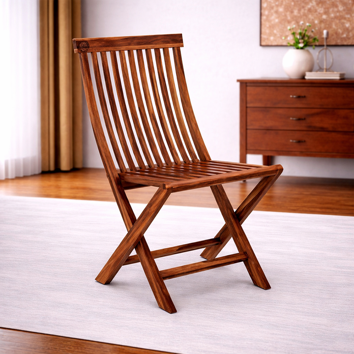 The Artisan Slatted High-Back Folding Chair