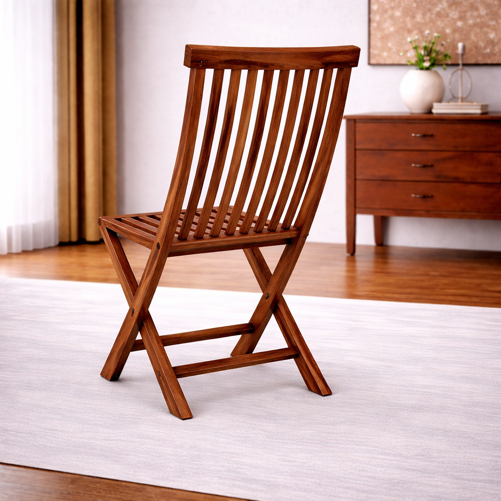 The Artisan Slatted High-Back Folding Chair
