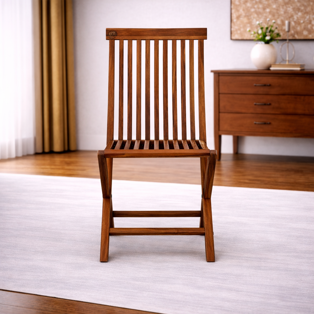 The Artisan Slatted High-Back Folding Chair