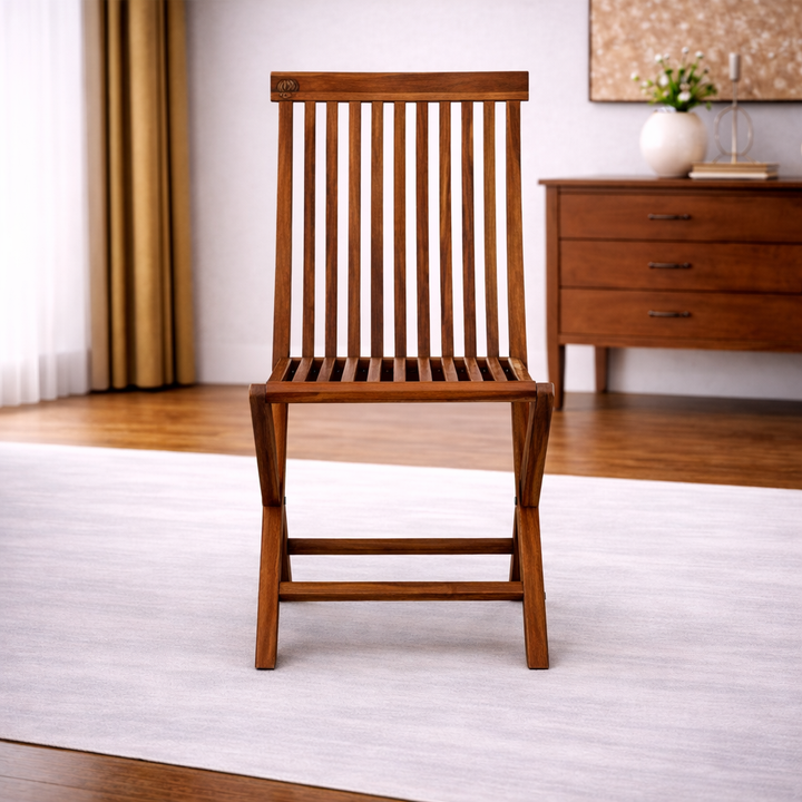 The Artisan Slatted High-Back Folding Chair