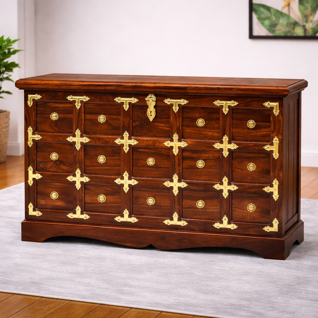 The Artisan Heritage Brass-Adorned Storage Trunk