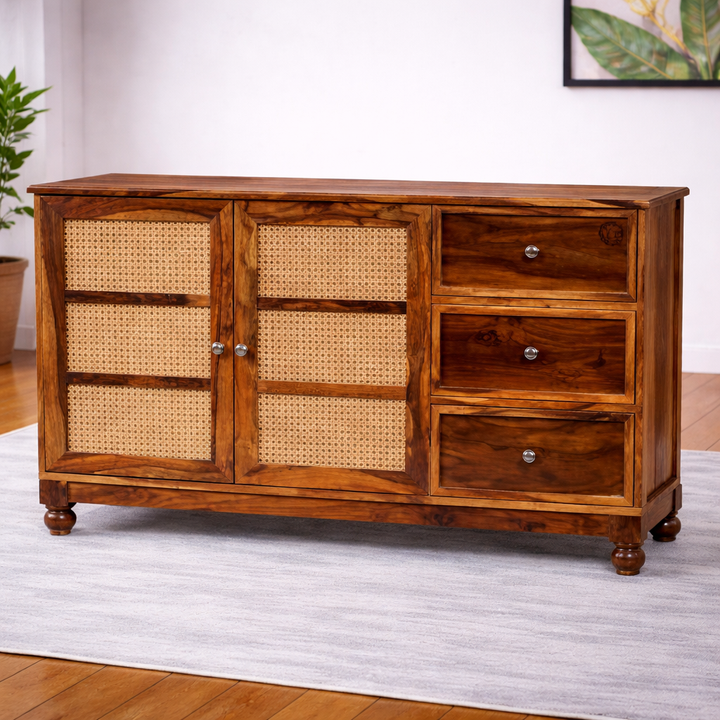 The Artisan Triple-Drawer Cane Sideboard