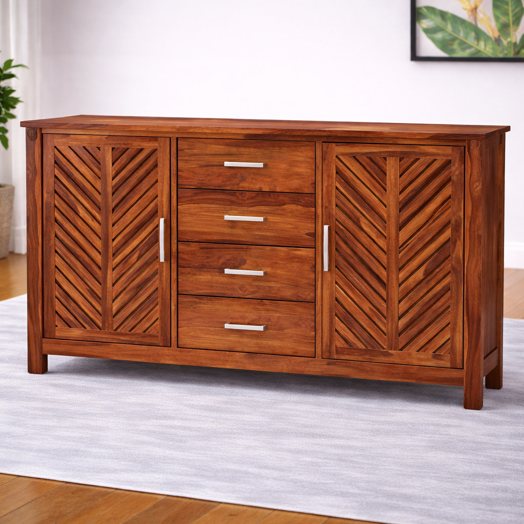 The Artisan Chevron-Slatted Four-Drawer Sideboard