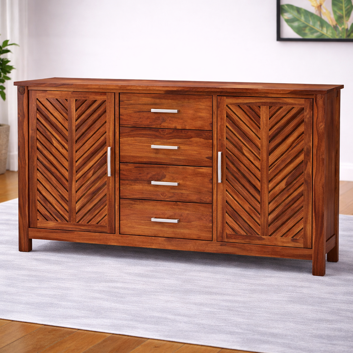 The Artisan Chevron-Slatted Four-Drawer Sideboard