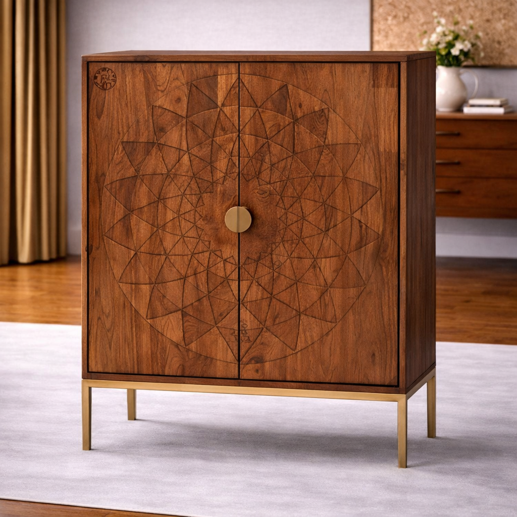The Artisan Mandala Engraved Accent Cabinet