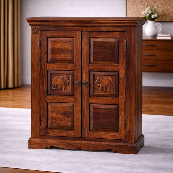 The Artisan Heritage Elephant-Relief Paneled Cabinet