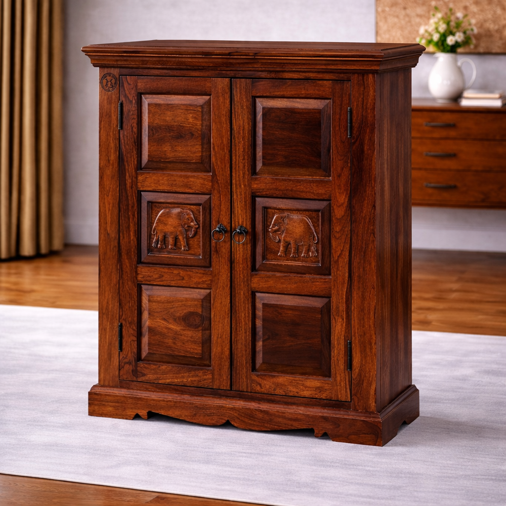 The Artisan Heritage Elephant-Relief Paneled Cabinet