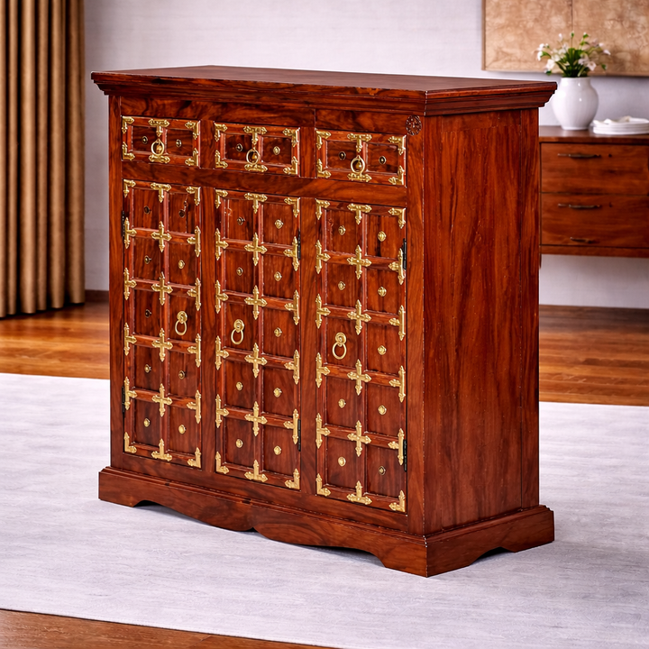 The Artisan Jharokha Heritage Brass-Inlay Chest