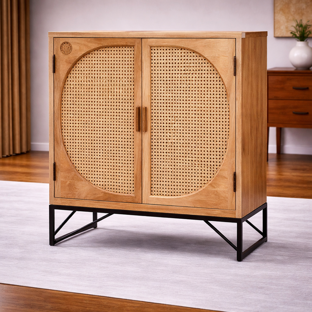 The Artisan Arched Cane-Inlay Cabinet