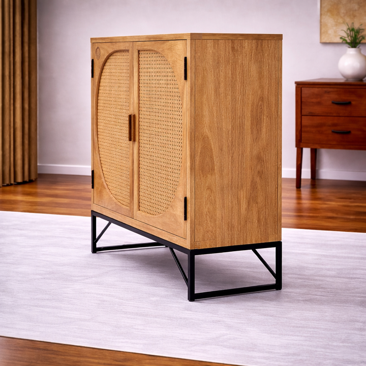 The Artisan Arched Cane-Inlay Cabinet