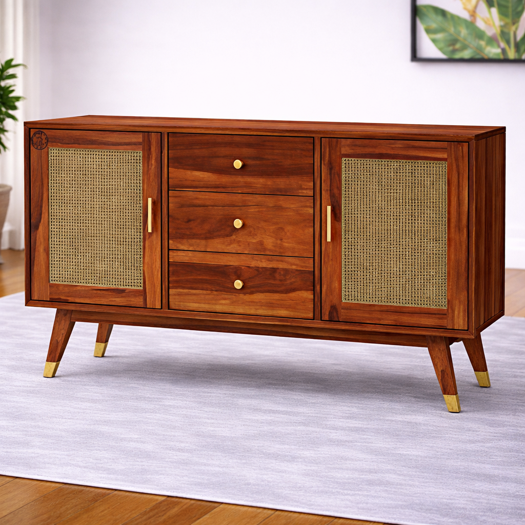 The Artisan Cane-Inlay Mid-Century Sideboard