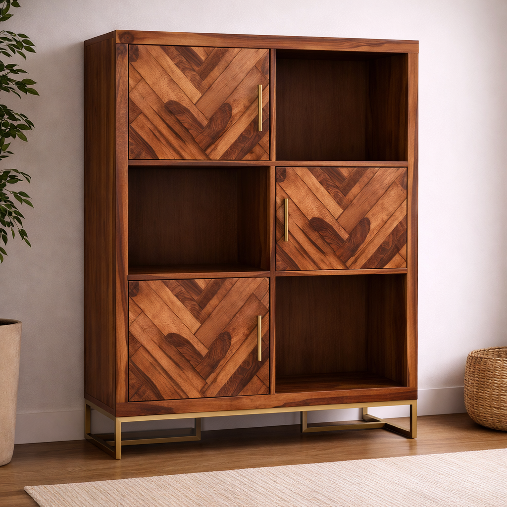 The Artisan Six-Compartment Herringbone Display Cabinet