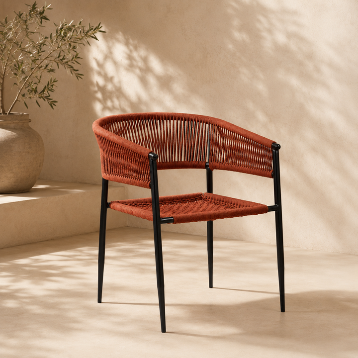 Terracotta Rope Weave Bar Chair