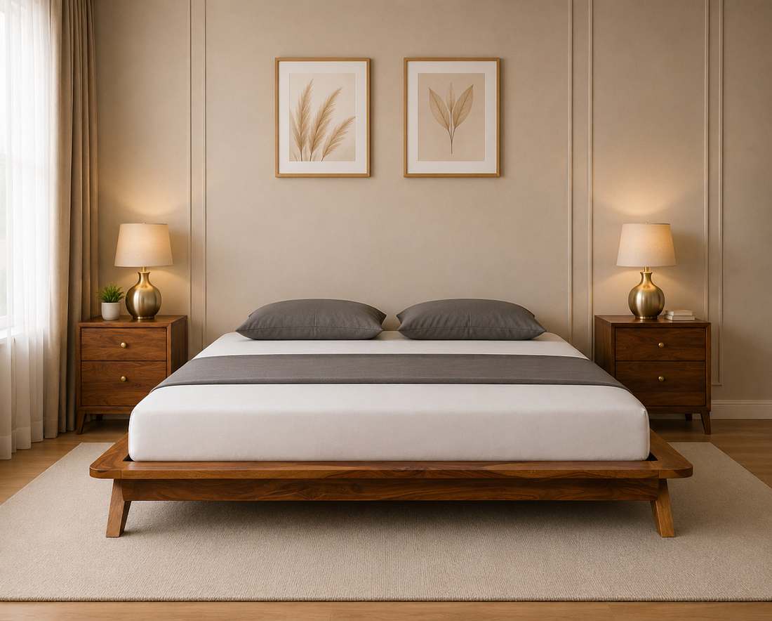 low flooring bed without headboard