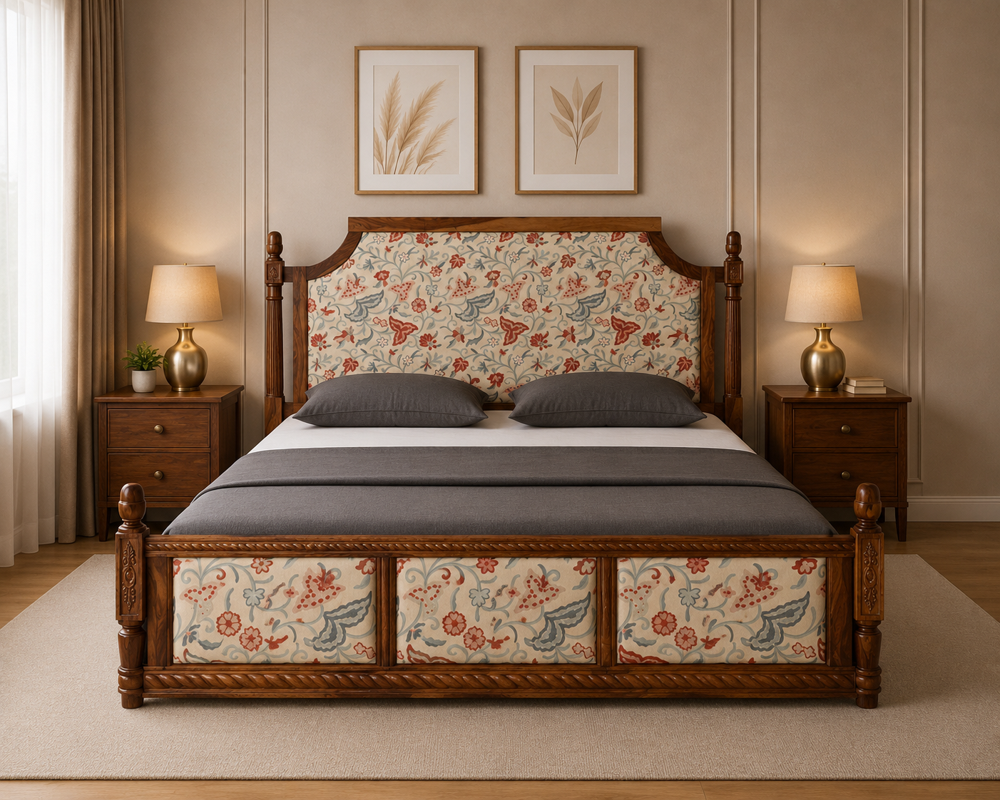 Upholstered Solid Wood Classic Bed