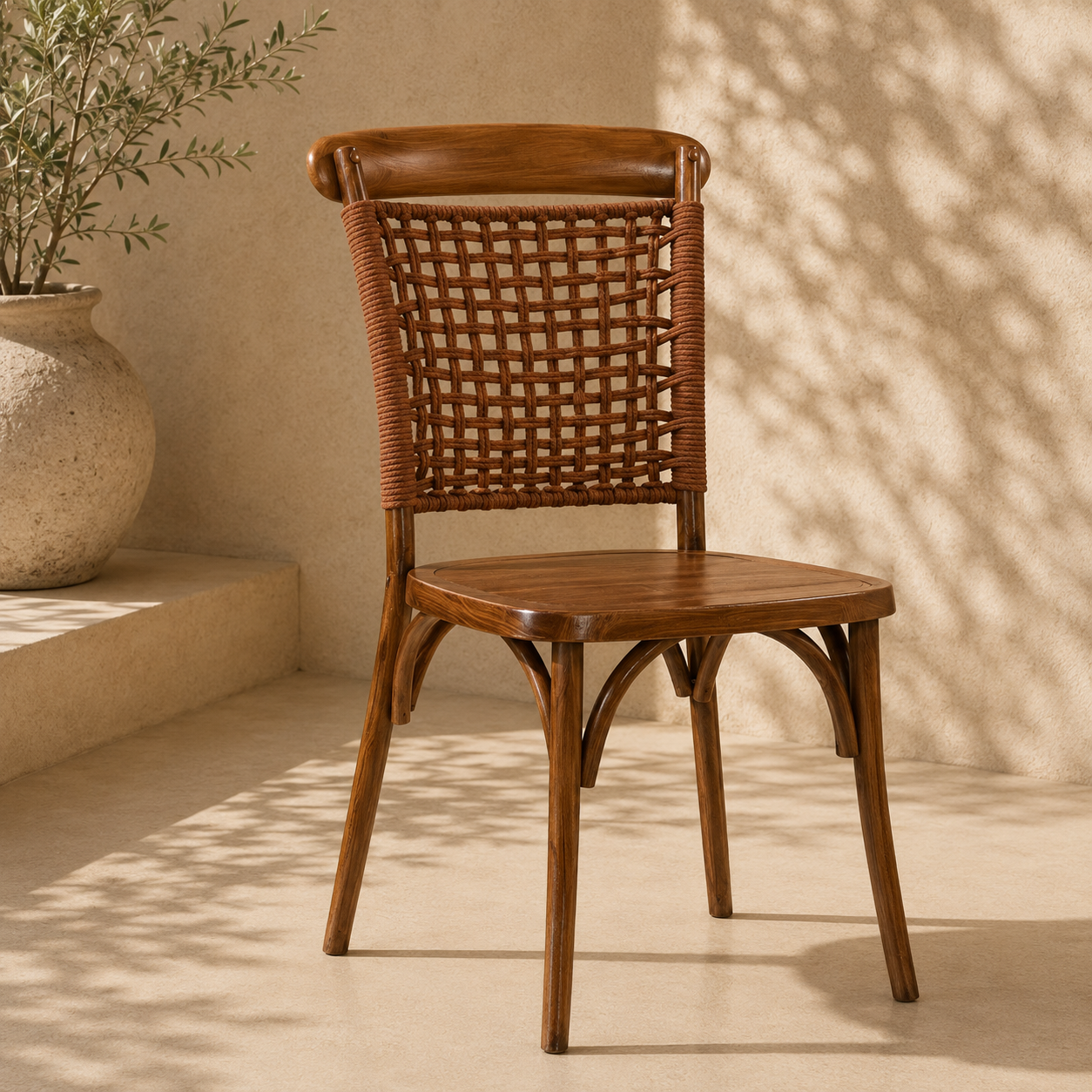 Walnut Grid Bar Chair