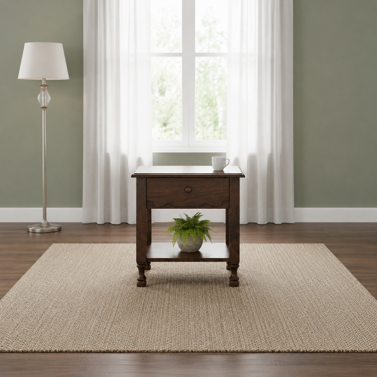 Walnut Crest Nightstand: A Classic Fusion of Warmth & Subtle Detailing