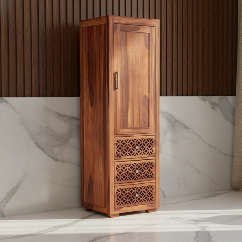 The Lattice-Front Single-Door Wardrobe