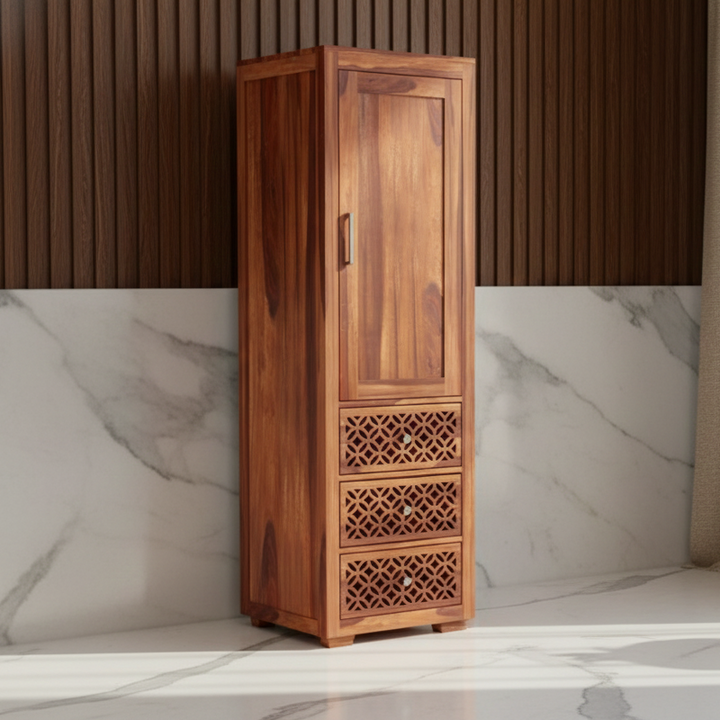 The Lattice-Front Single-Door Wardrobe