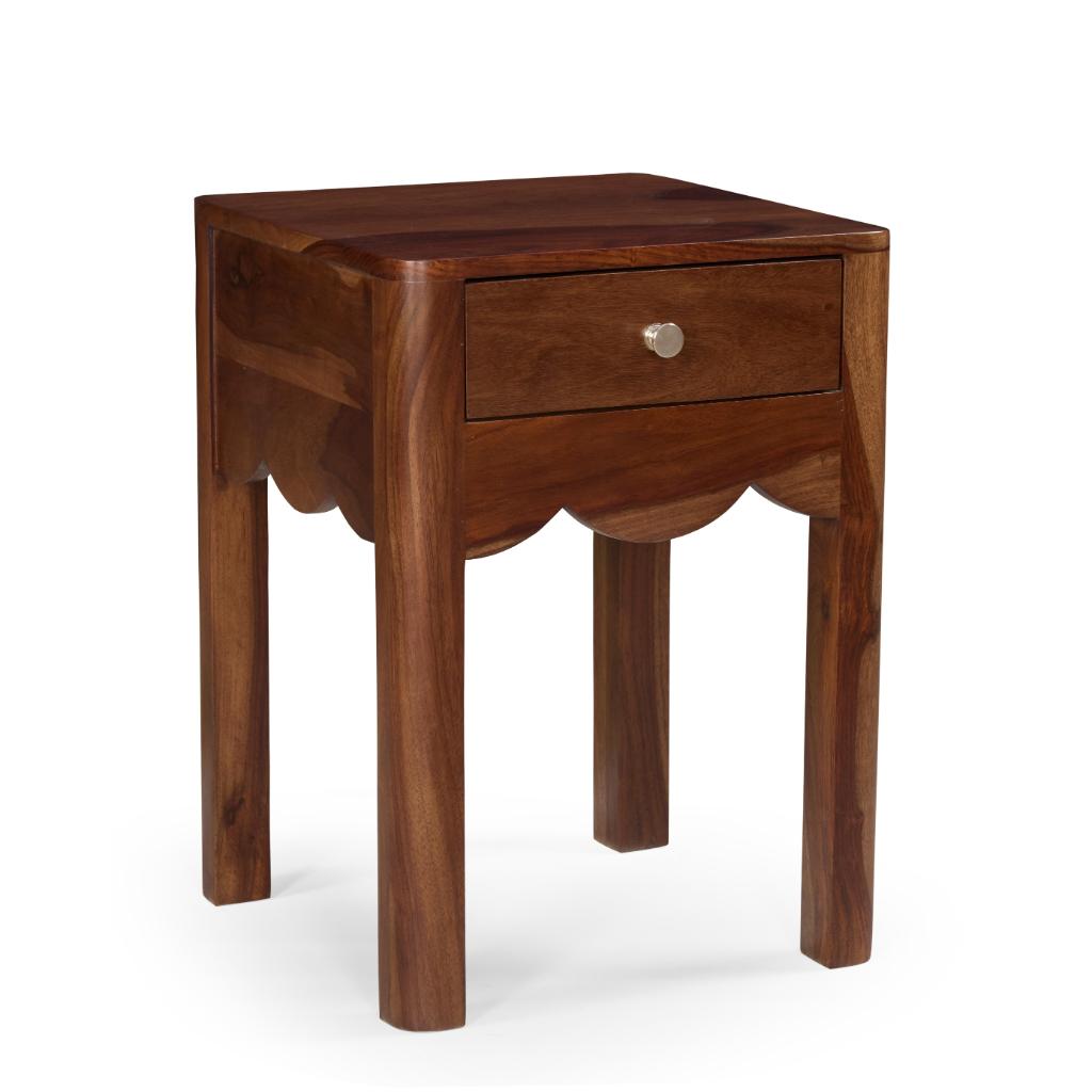 Veer Solid Wood Bedside Table with Drawer
