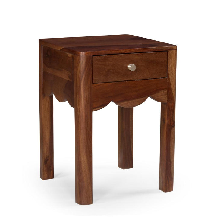 Veer Solid Wood Bedside Table with Drawer