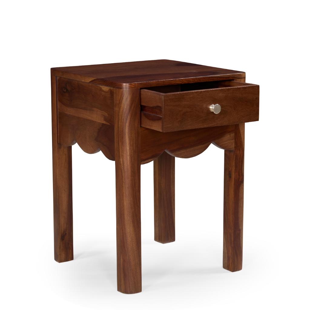 Veer Solid Wood Bedside Table with Drawer