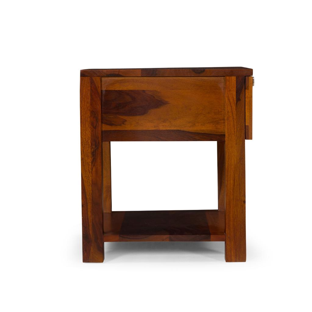 Kabir Solid Wood Bedside Table with Cane Drawer