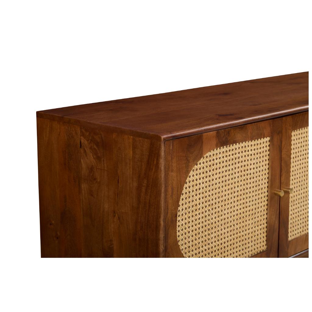 Dev Solid Wood TV Unit with Cane Panel Doors