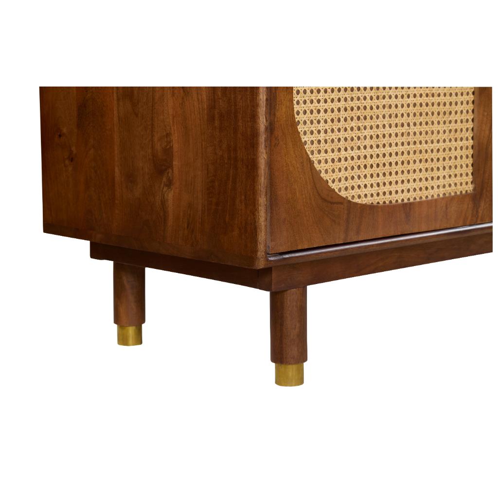 Dev Solid Wood TV Unit with Cane Panel Doors