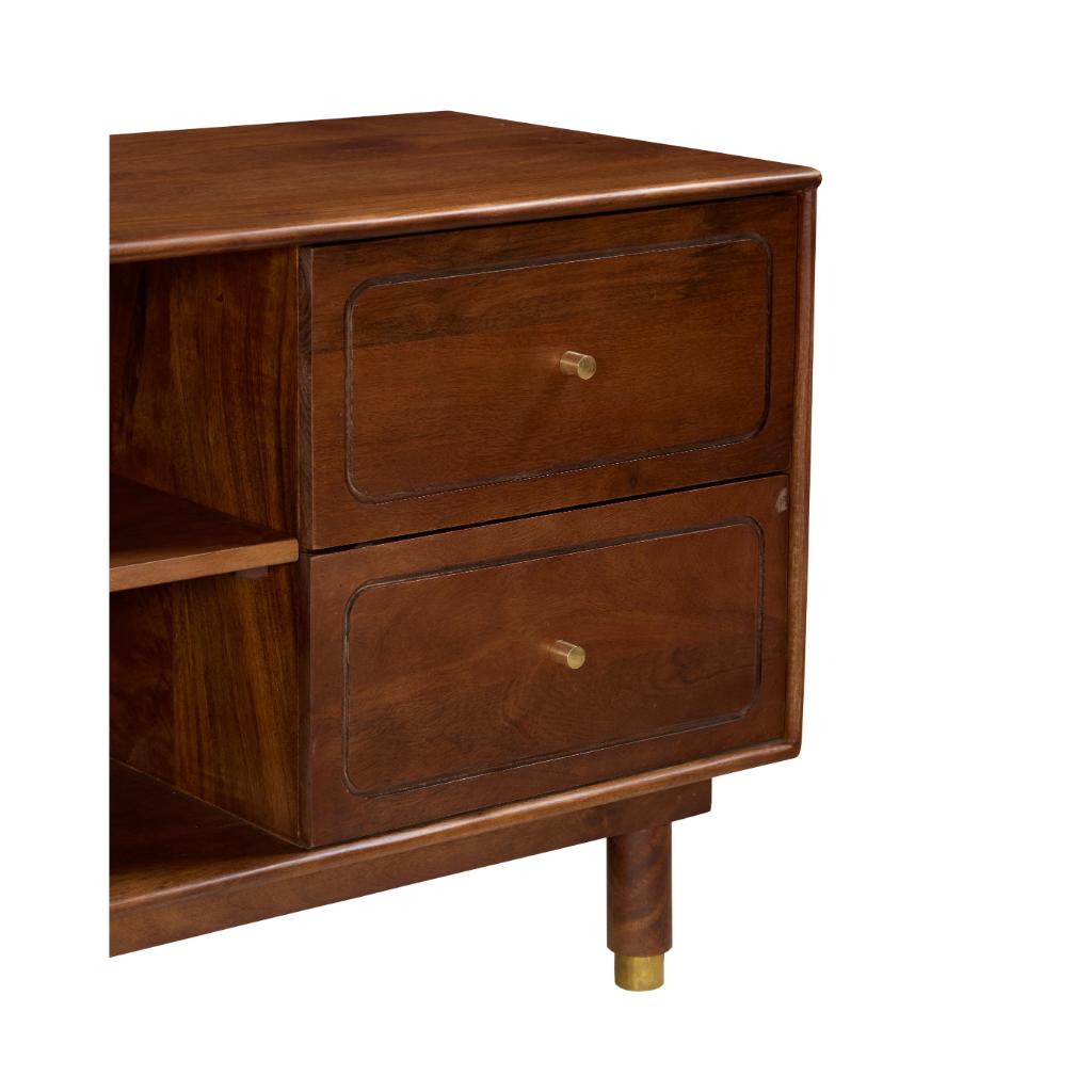 Dev Solid Wood TV Unit with Cane Panel Doors