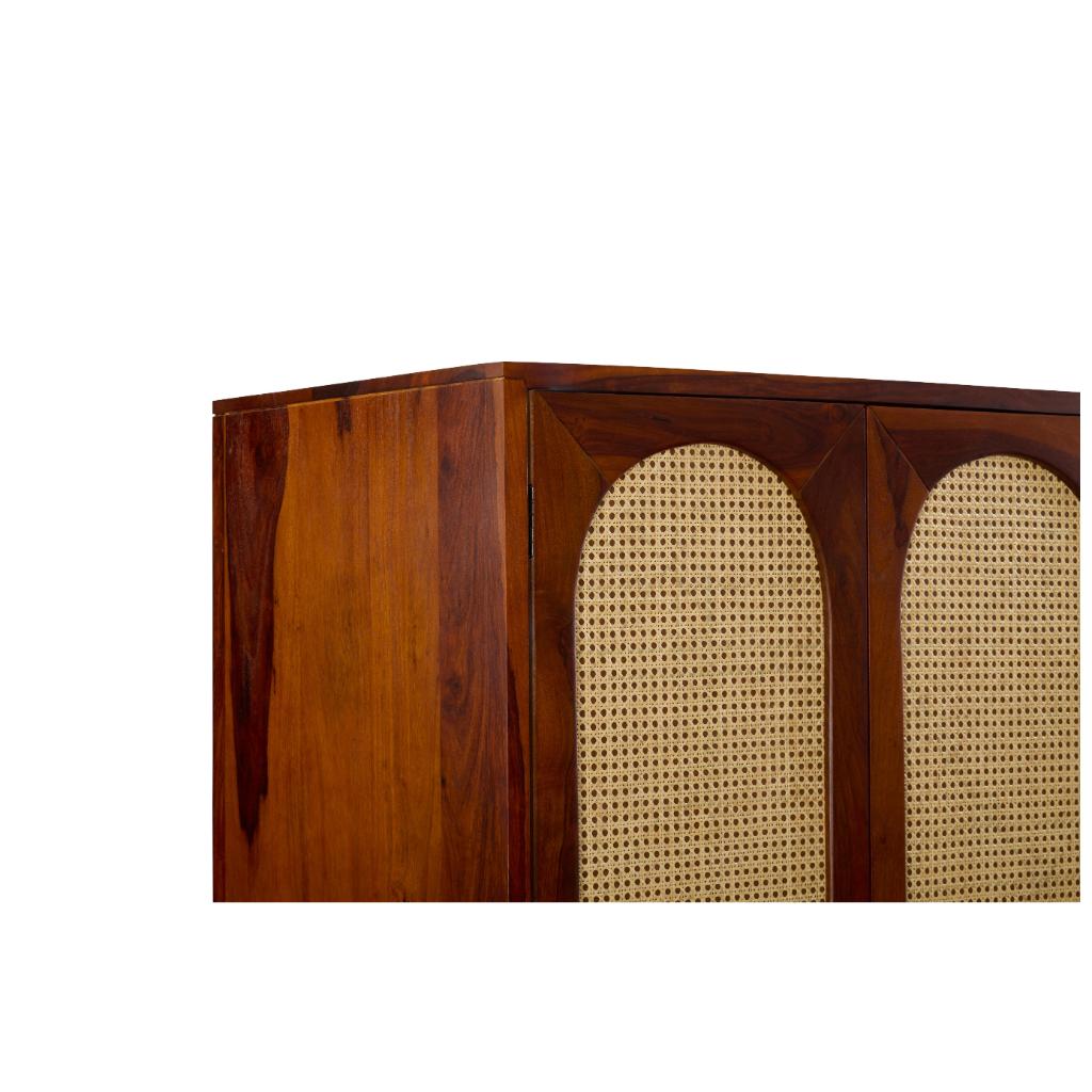 Raghav Solid Wood Wardrobe with Cane Panel Doors