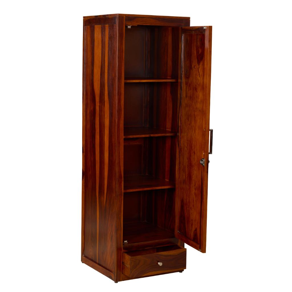 Shaurya Solid Wood Single Door Wardrobe with Drawer