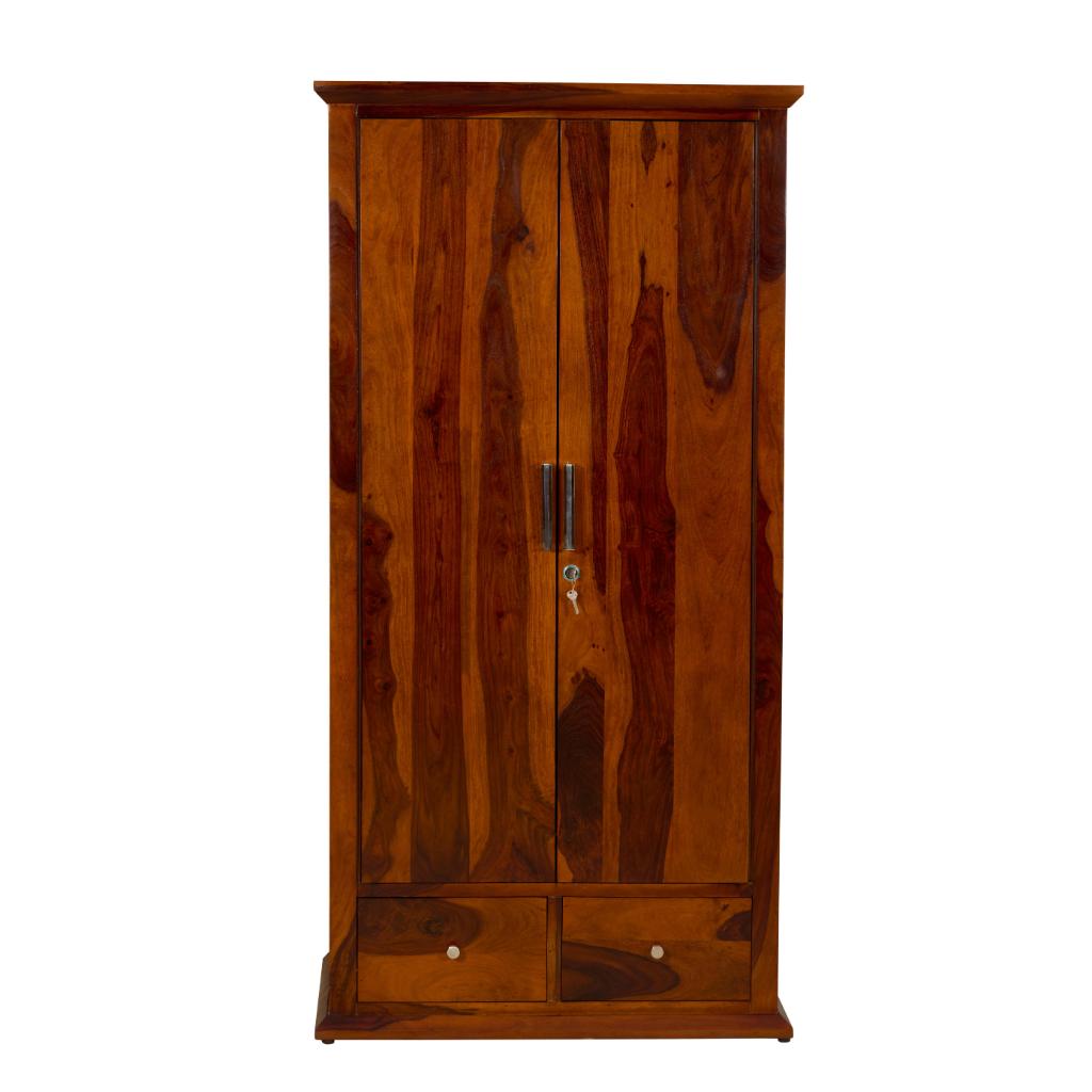 Solid Wood Double Door Wardrobe with Drawers