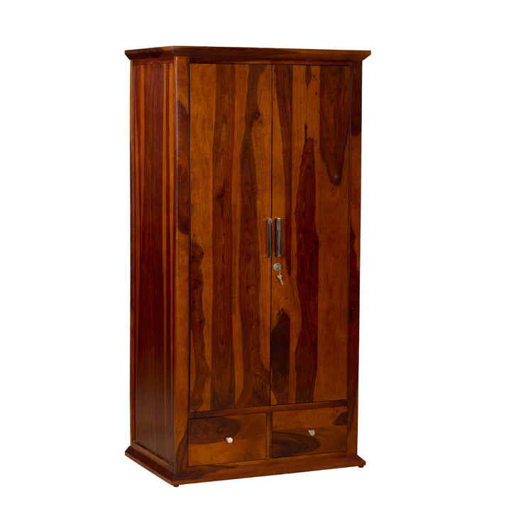 Solid Wood Double Door Wardrobe with Drawers
