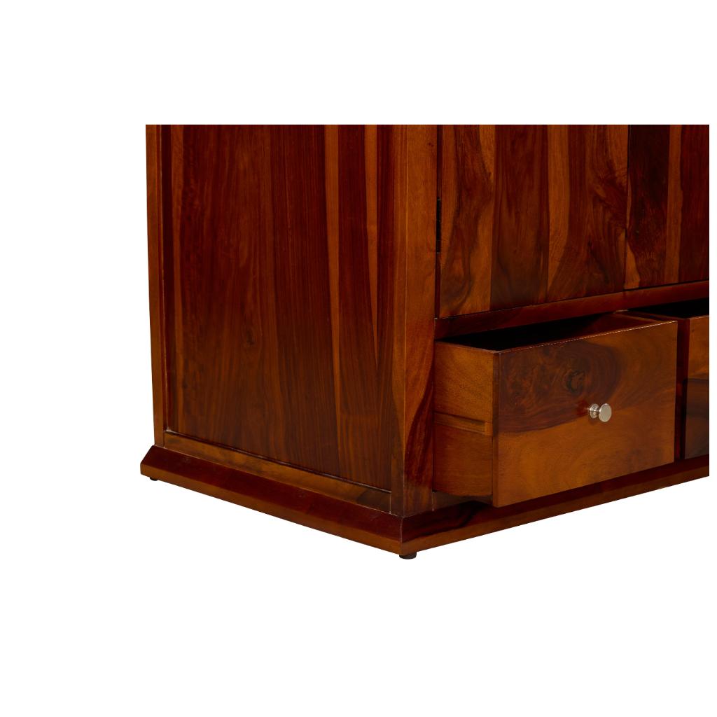 Solid Wood Double Door Wardrobe with Drawers